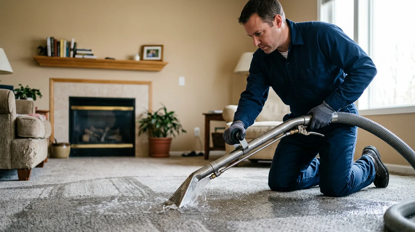 Water damage restoration technician working near Sullivan, MO